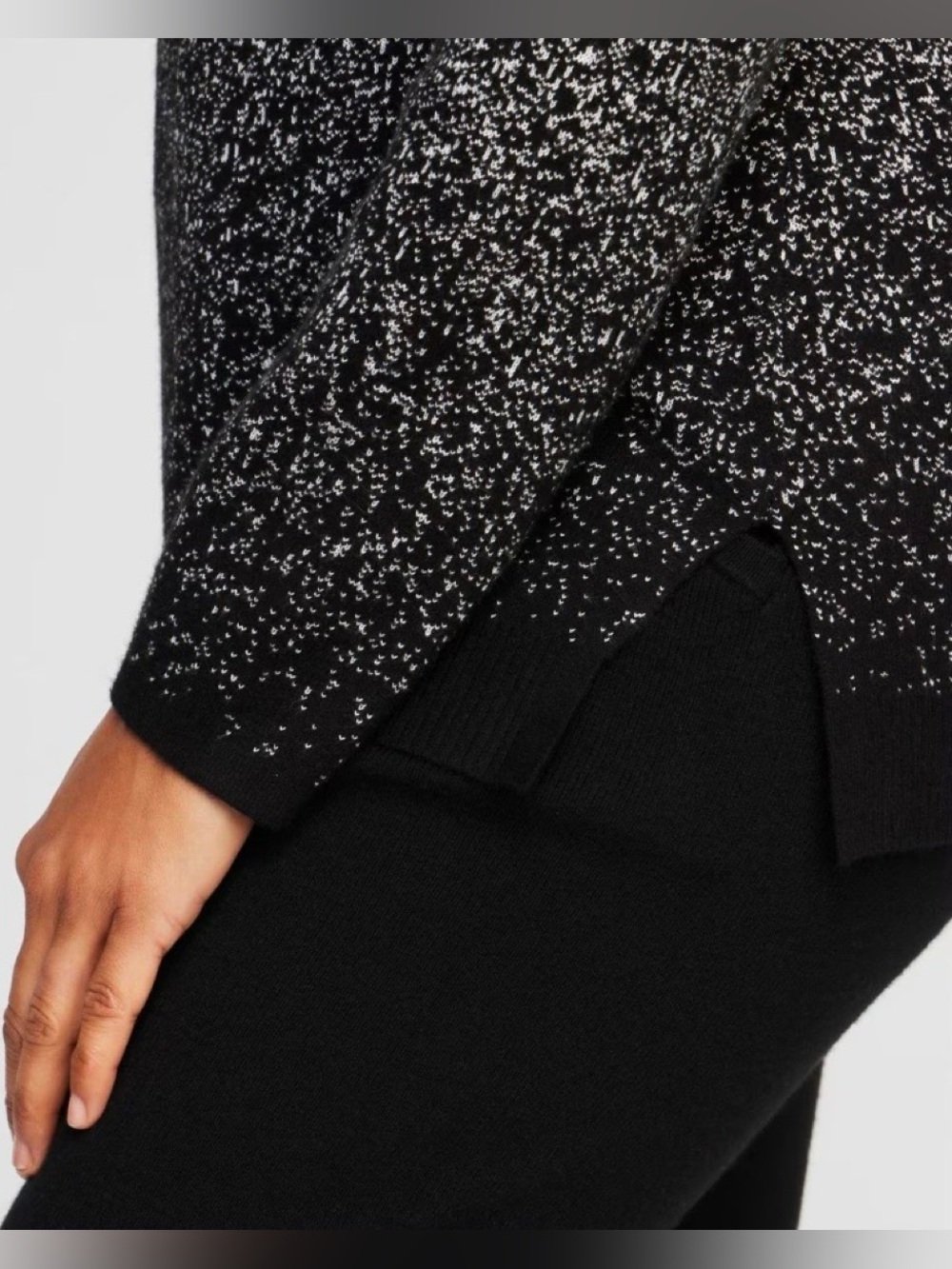 Chicos Zenergy Luxe Cashmere Blend Sweater Womens 3 XL Black White Ombre Knit - Picture 9 of 11
